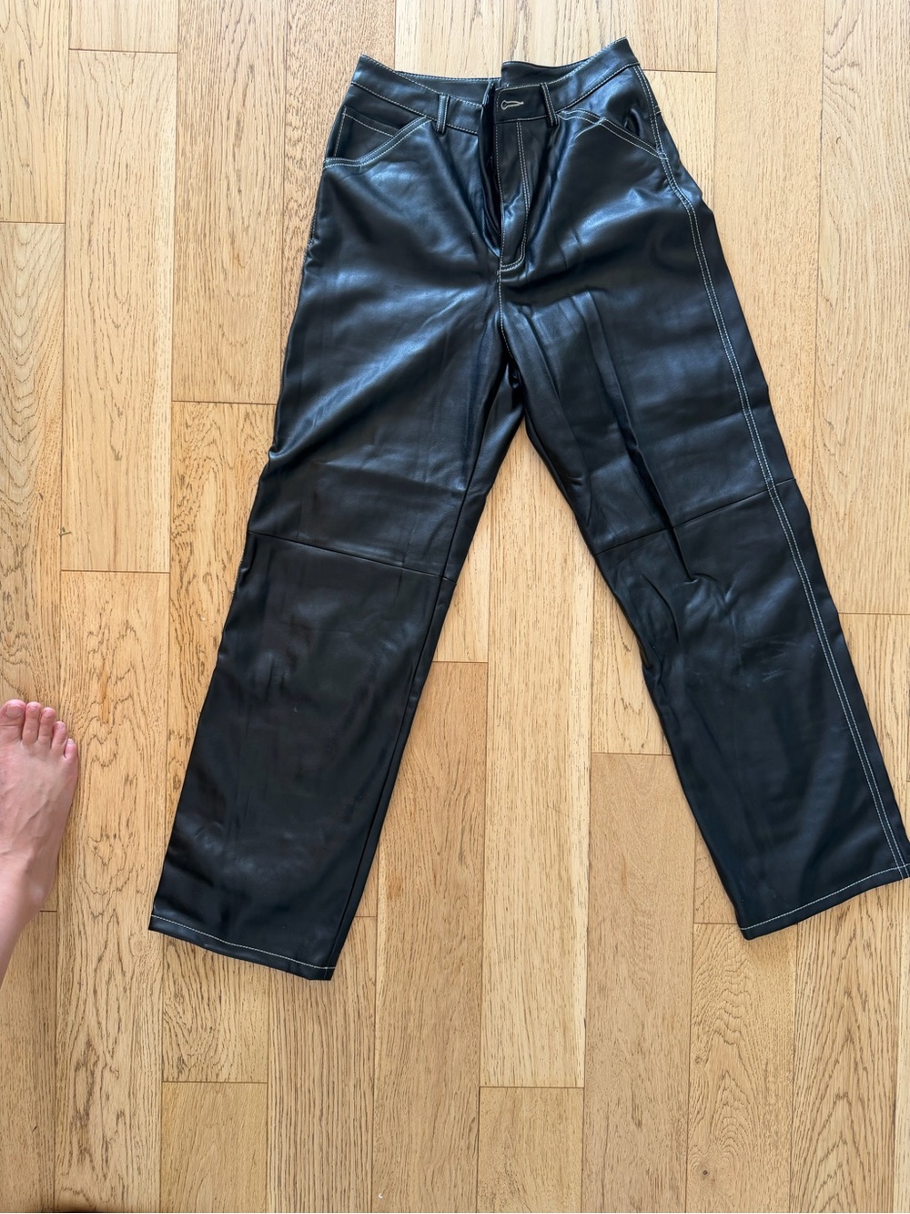 Dynamite Black Faux Leather Straight-Leg Pants